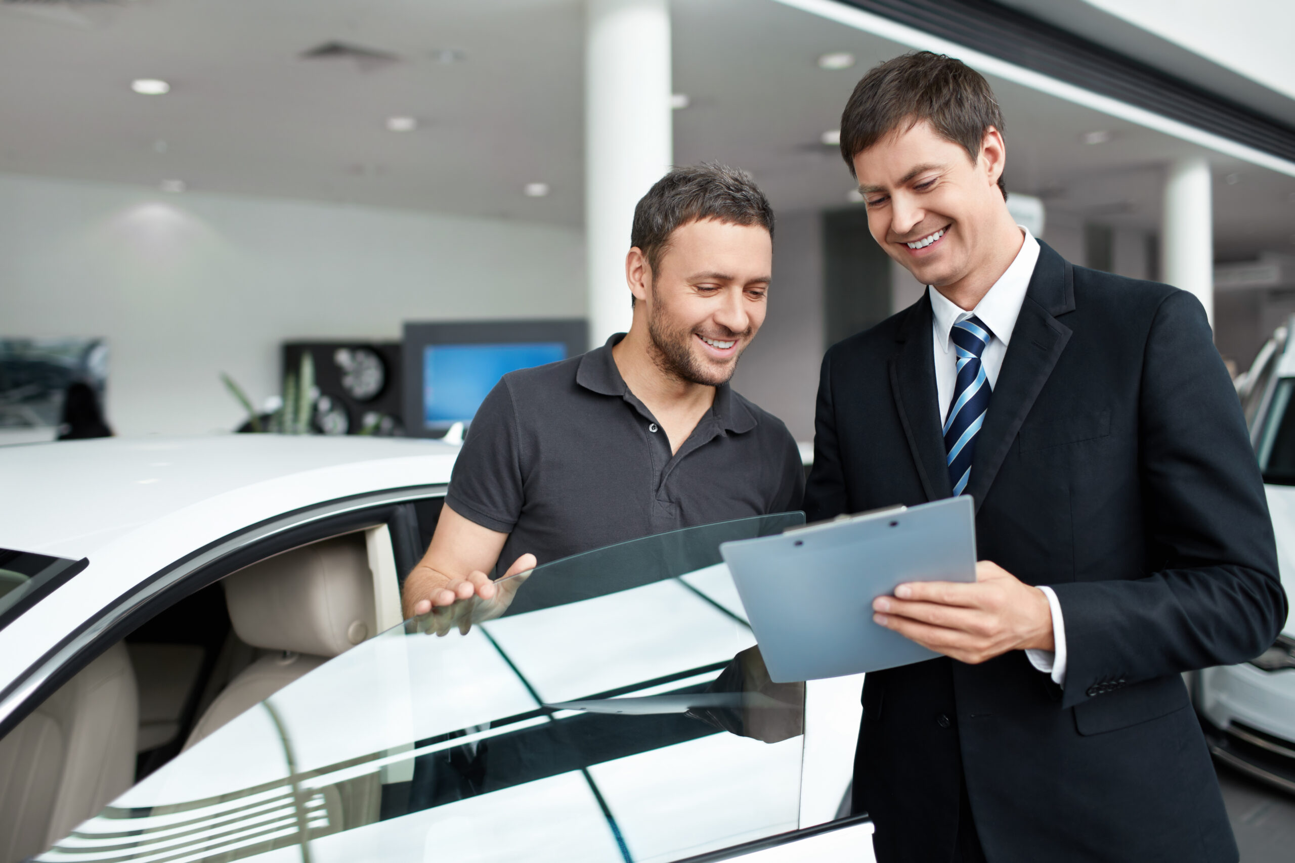 Service Advisor discussing vehicle health check results with a customer