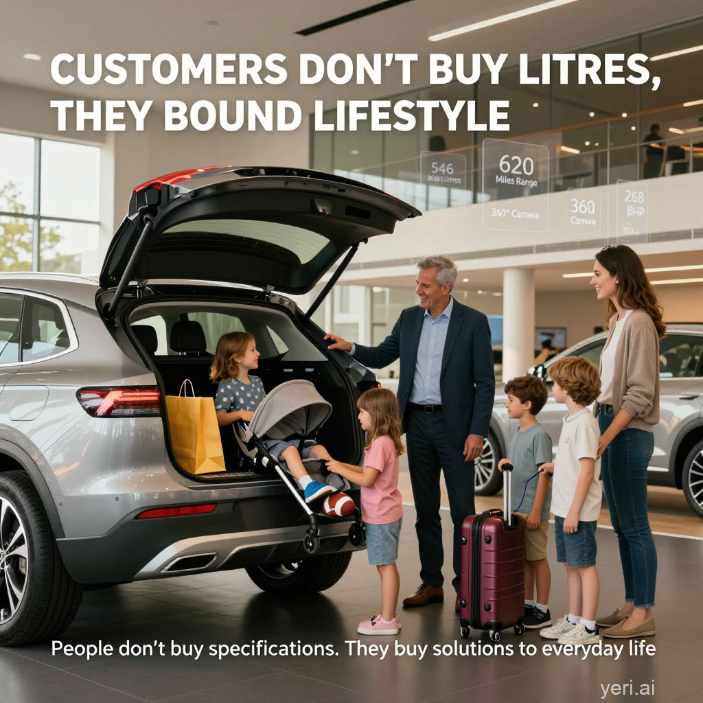 Customer smiling after experiencing vehicle technology during a dealership demonstration