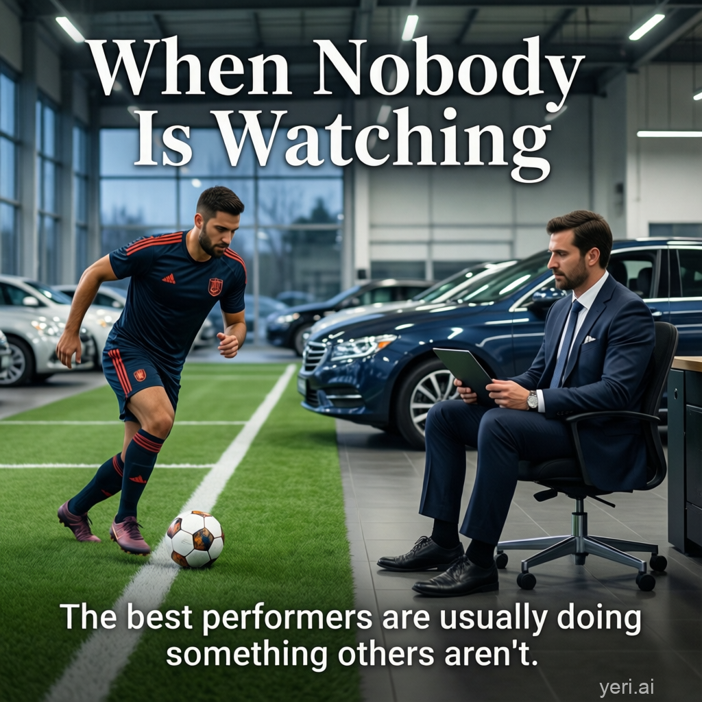 Salesperson practising customer communication in a dealership